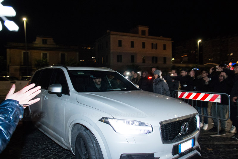 Roma 18/12/2017 arrivi Cena di Natale AS Roma agli studios di via Tiburtina. Arrivo mister Eusebio Di Francesco